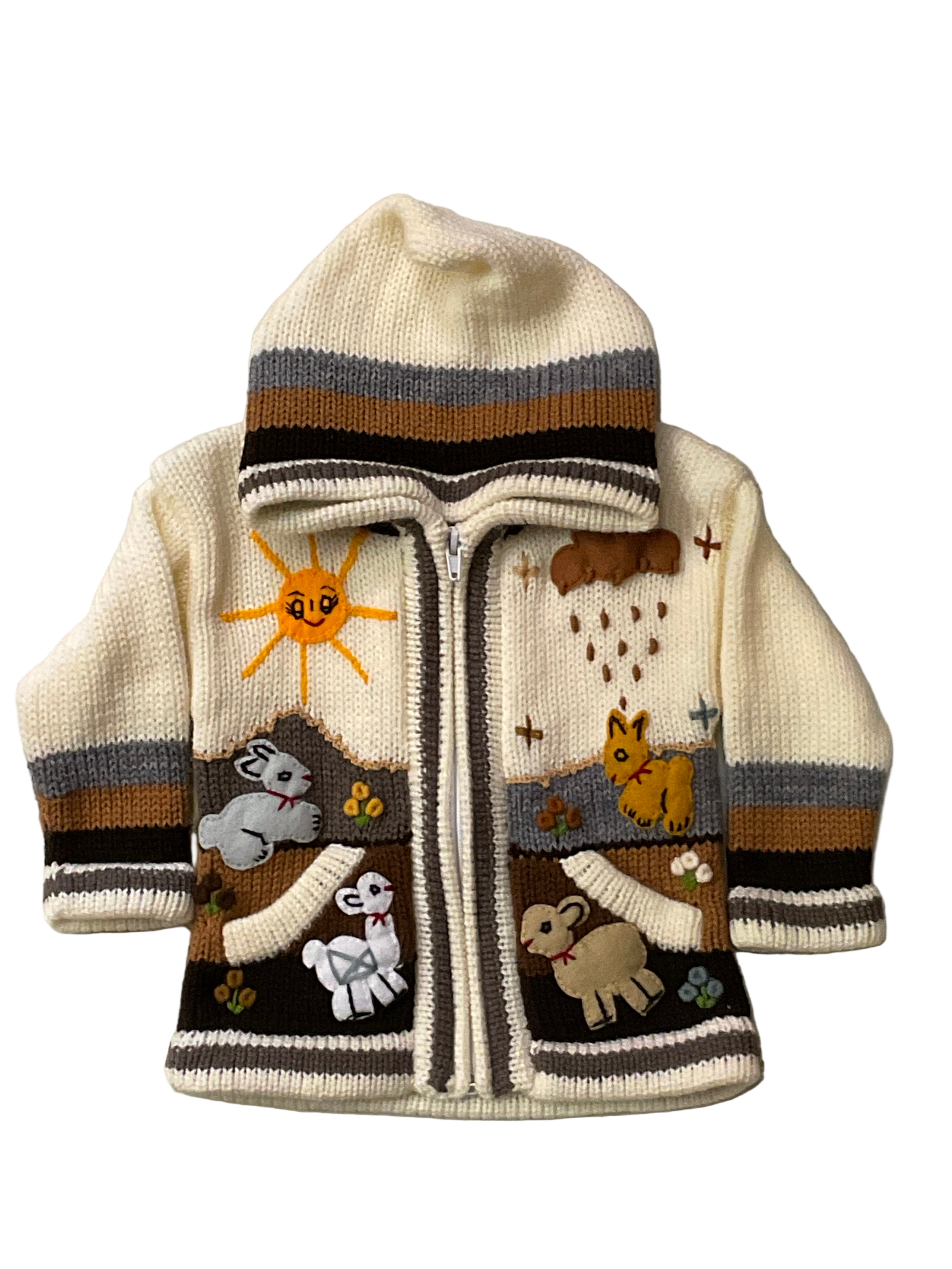 Suéter tipo cárdigan tejido a mano para niños