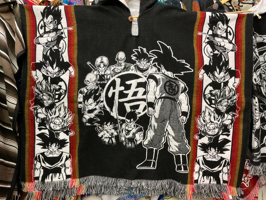Alpaca Wool Poncho with Hood - Dragon Ball Z