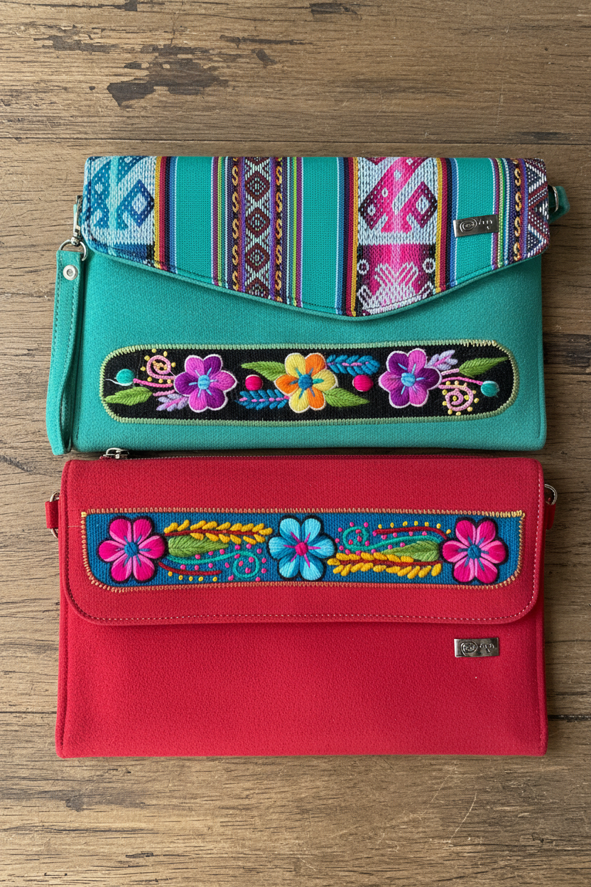 Suede Hand-made embroidered Purse