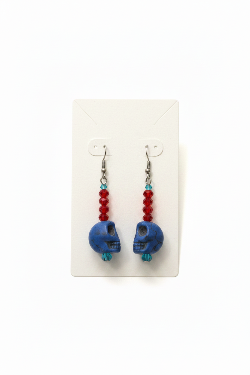 Dangle Ceramic Skull Earrings