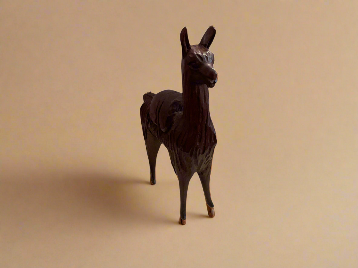 Mahogany Wood Carved Llama (20cm)