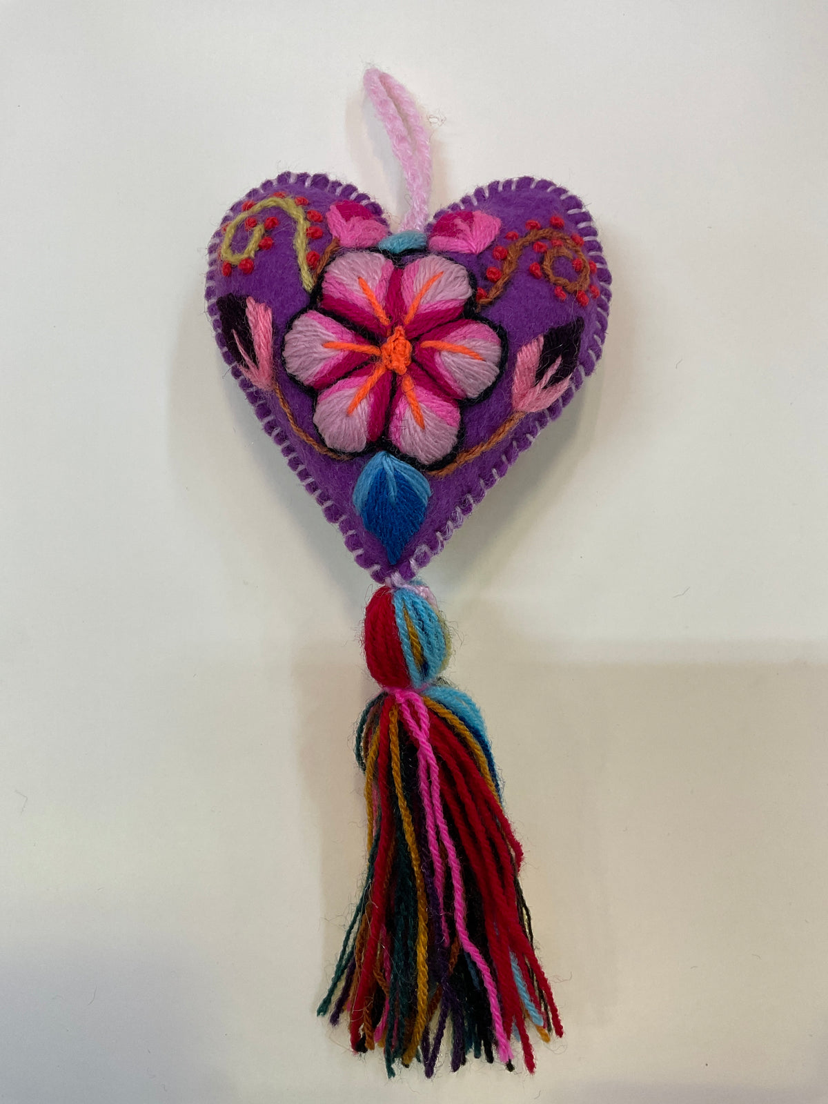 Embroidered Wool Heart Ornament