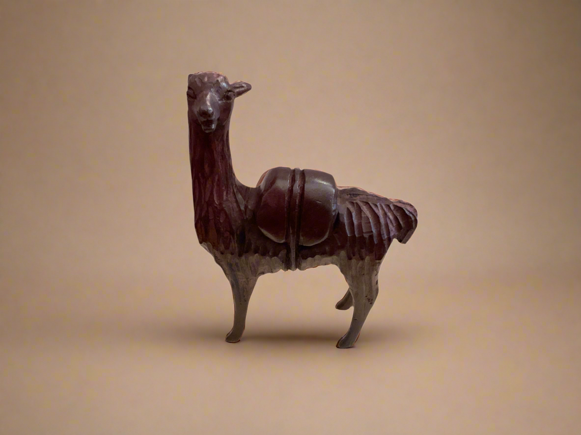 Mahogany Wood Carved Llama (20cm)