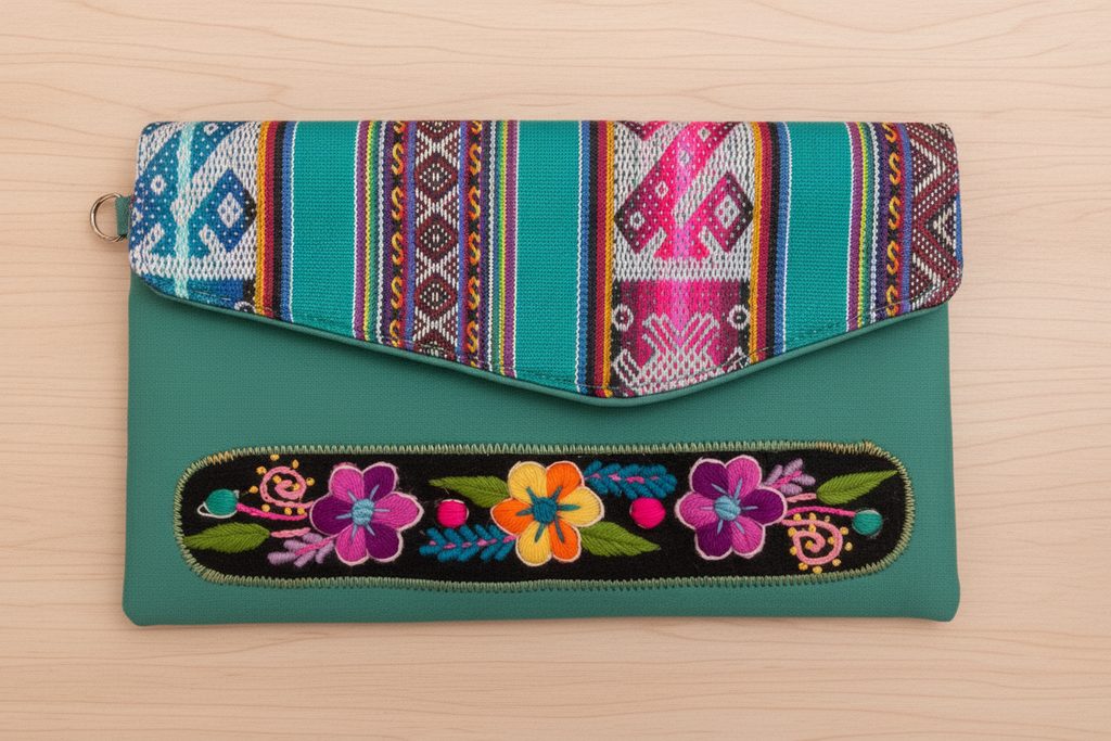 Suede Hand-made embroidered Purse