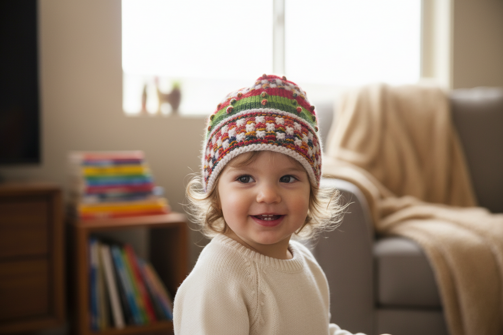 Gorro de lana tejido a mano para bebé