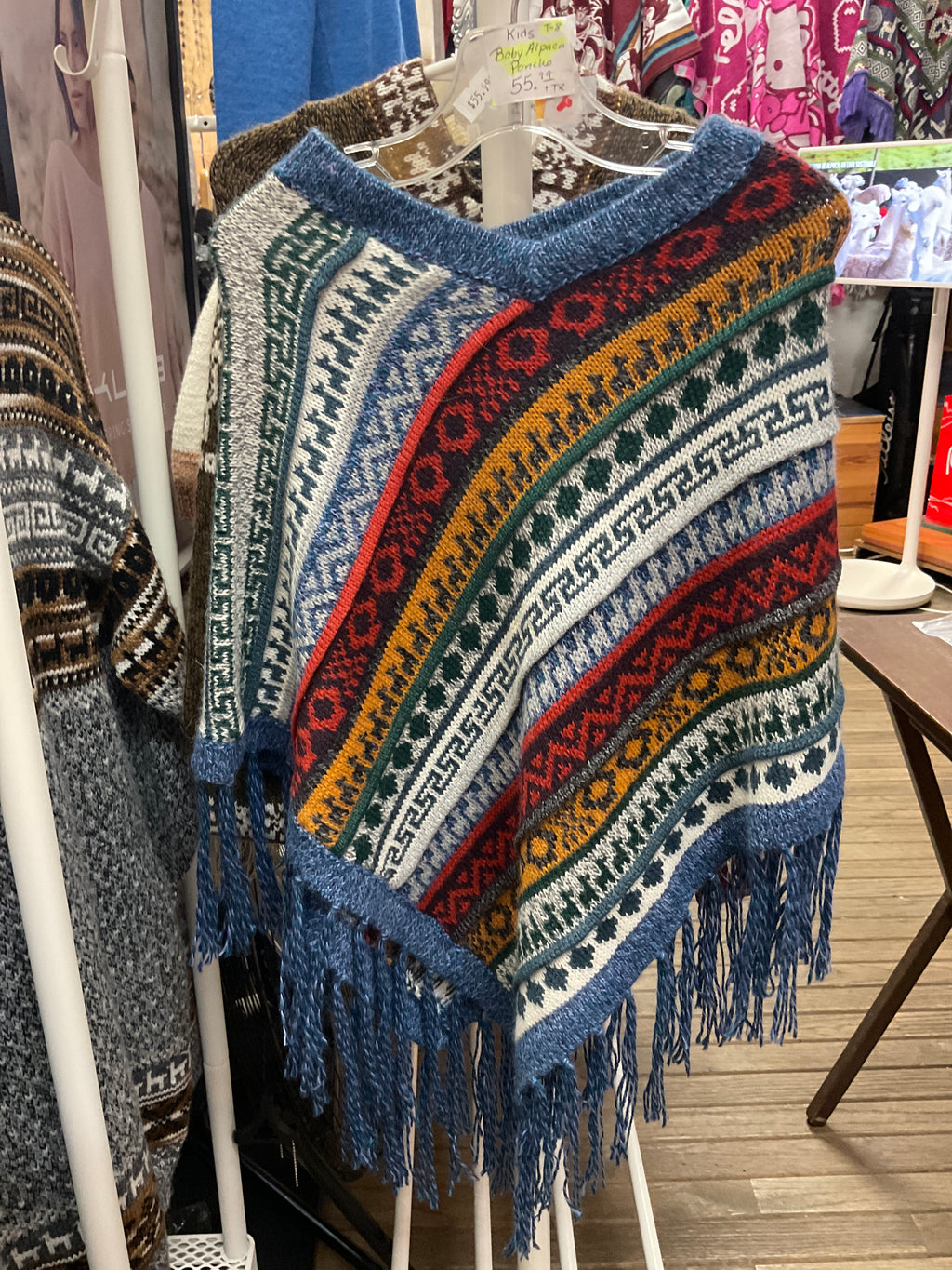 Children’s Baby Alpaca Knitted Fringe Poncho