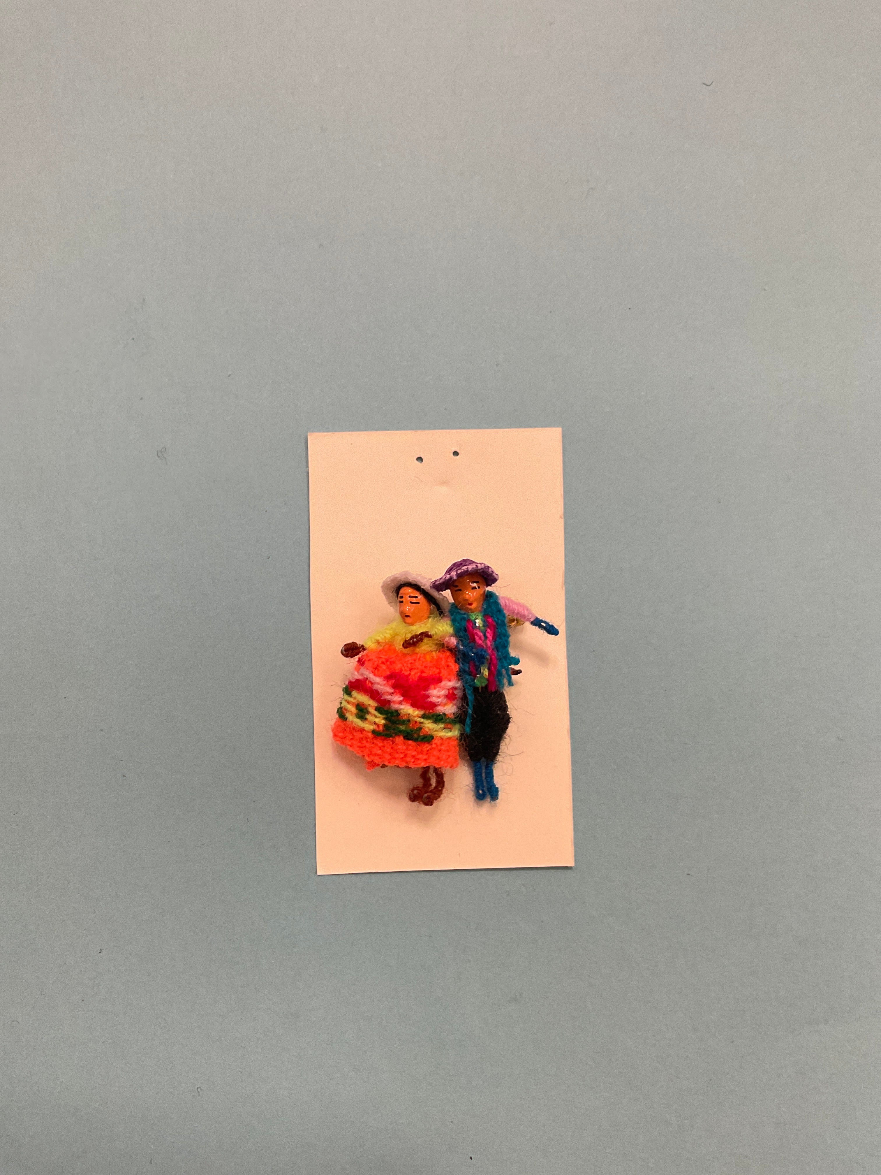 Handmade Andean Couple Worry Doll Pins