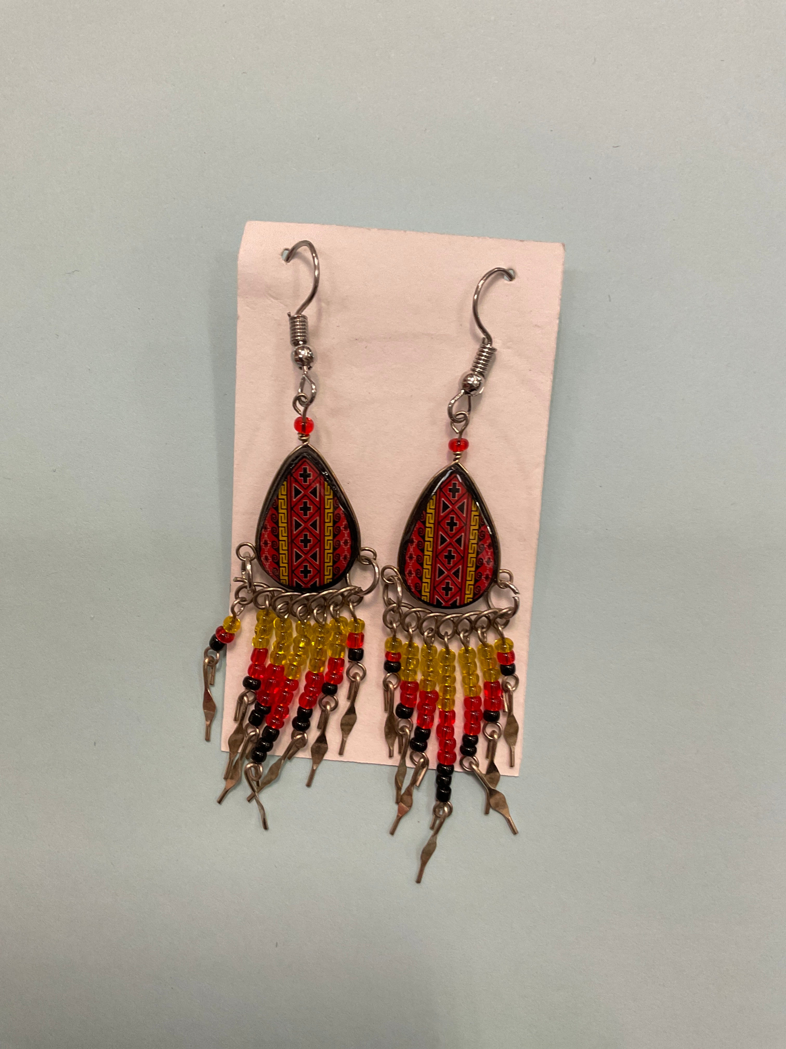 Hand Painted Tribal Earrings