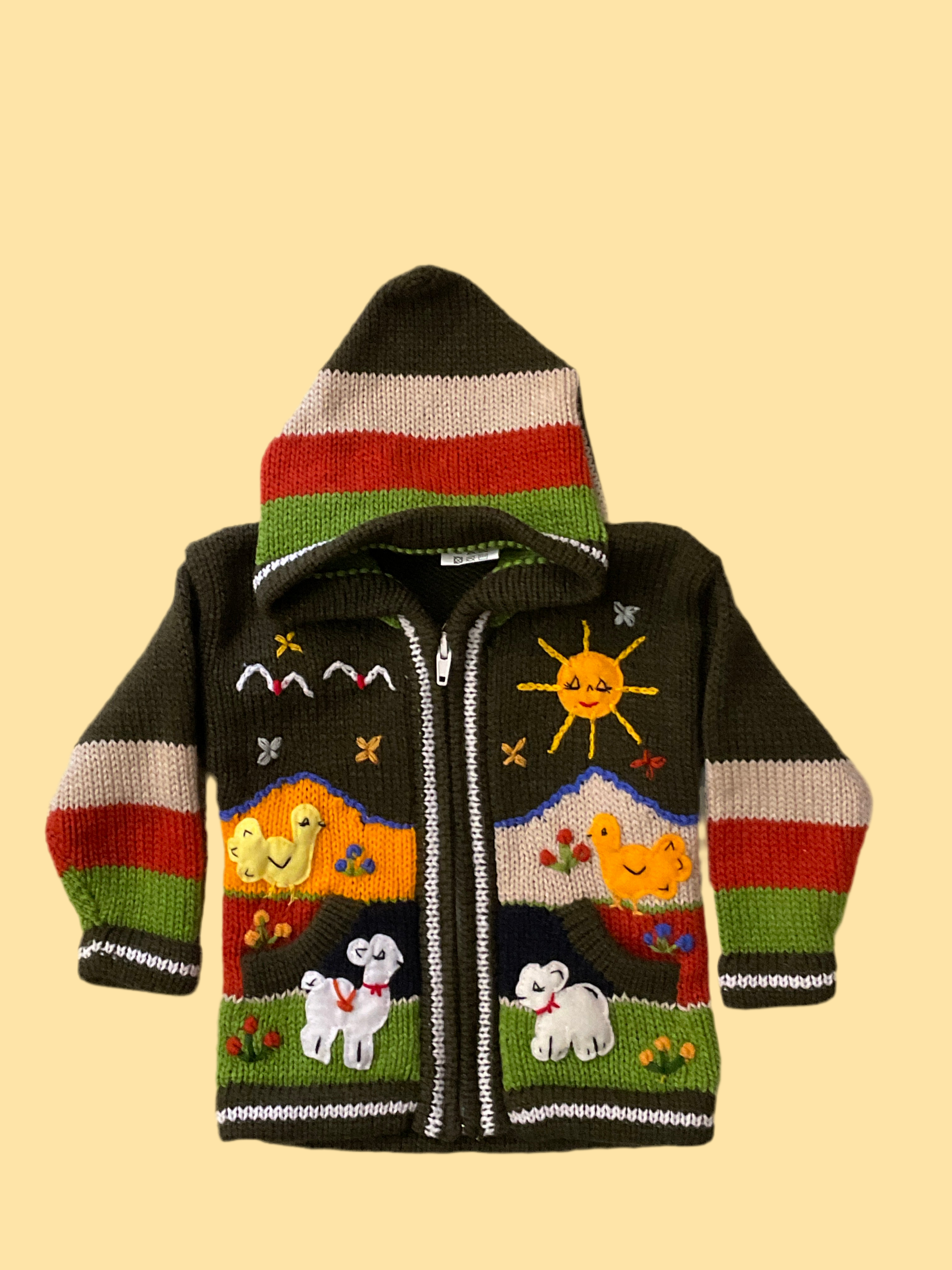 Children’s Hand-Knit Wool Cardigan Sweater  – Peruvian Artisan Made