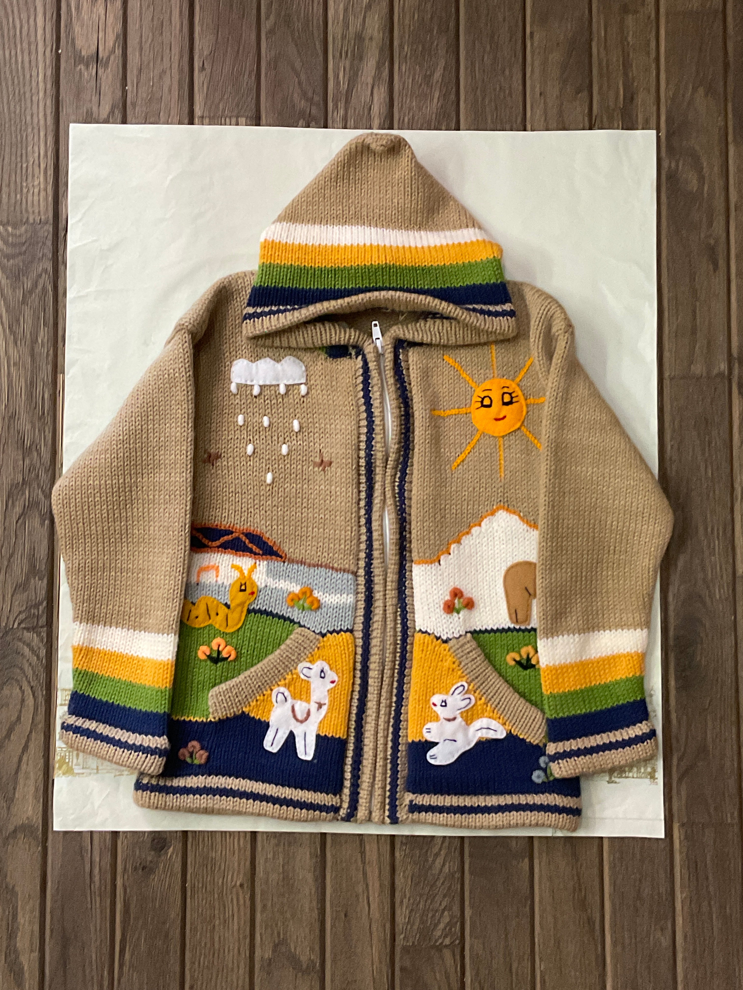 Children’s Hand-Knit Wool Cardigan Sweater  – Peruvian Artisan Made