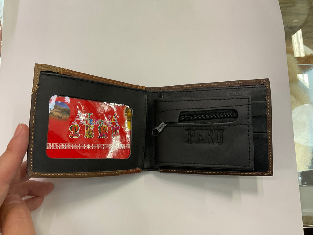 Billetera de cuero doble hecha a mano