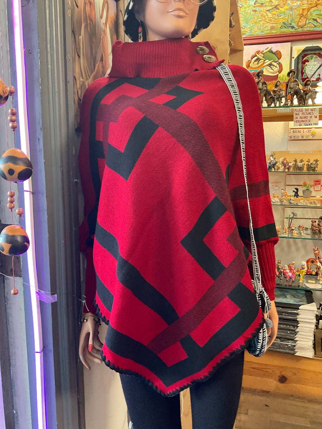 Poncho con mangas para mujer