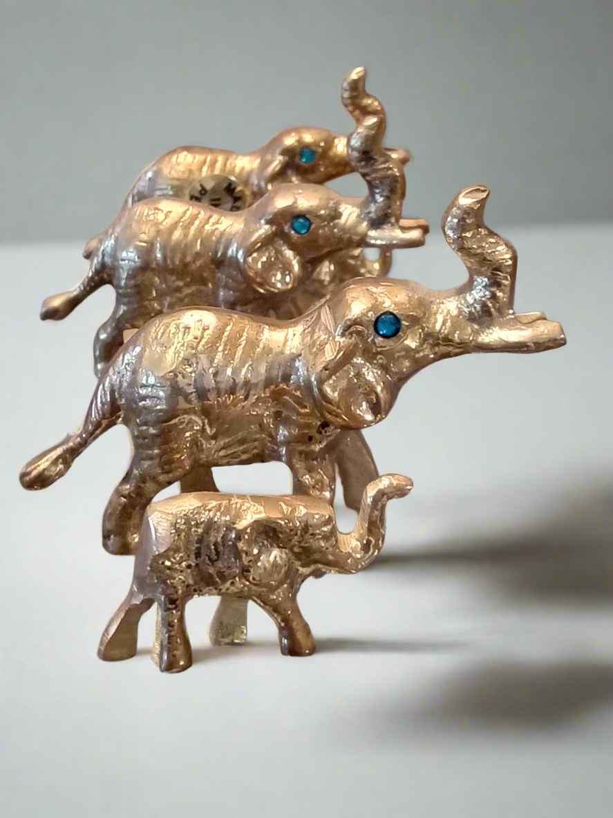 Elefante de latón con cría