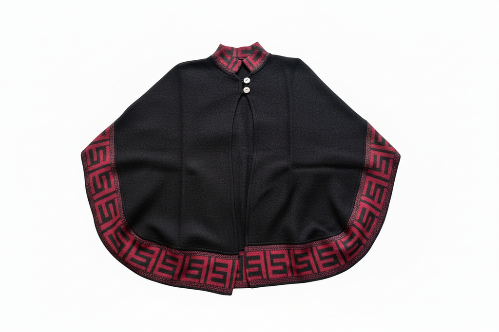 Poncho de alpaca con botones para mujer