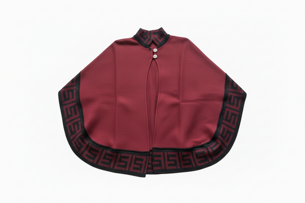 Poncho de alpaca con botones para mujer