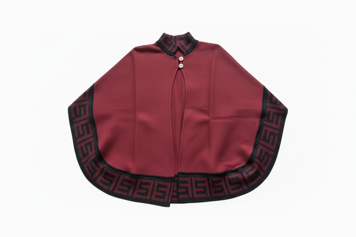 Poncho de alpaca con botones para mujer