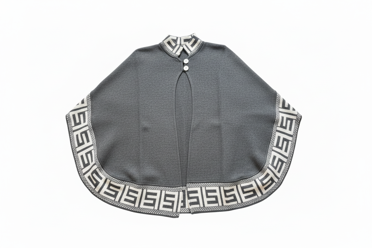 Poncho de alpaca con botones para mujer