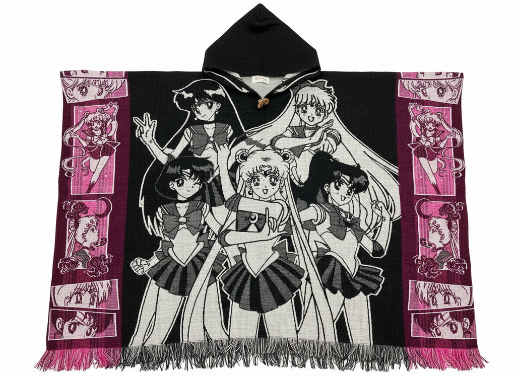 Alpaca Wool Poncho with Hood - Sailor Moon