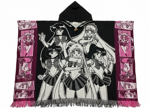 Alpaca Wool Poncho with Hood - Sailor Moon