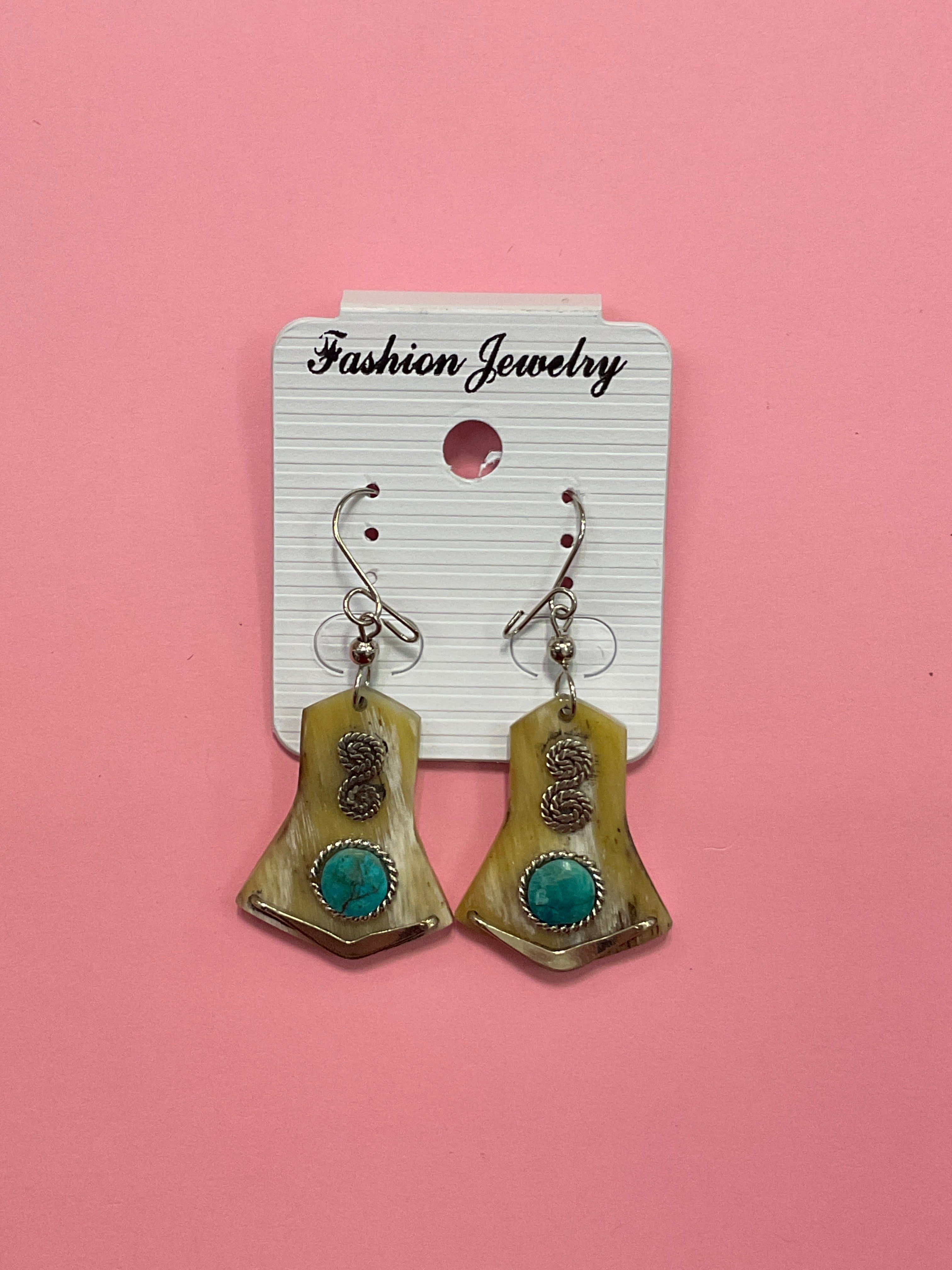 Horn Natural Color -Shapes and Turquoise