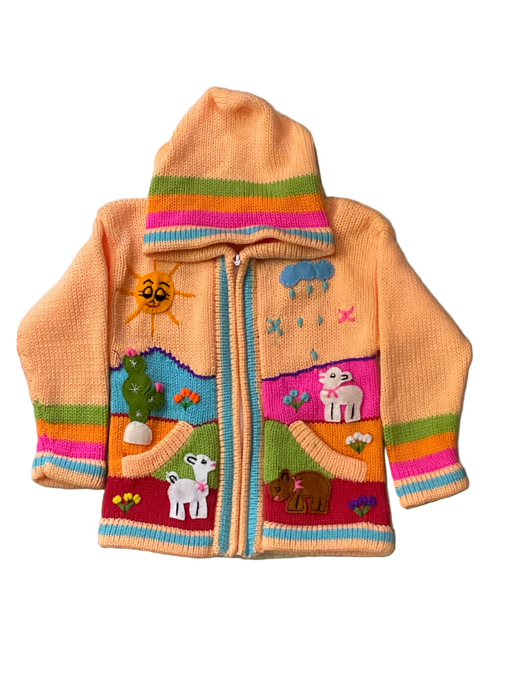 Suéter tipo cárdigan tejido a mano para niños