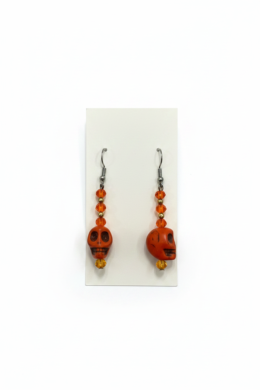 Dangle Ceramic Skull Earrings
