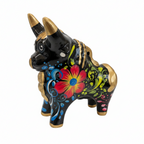 Toro Pucará Floral Negro – Figurilla de Cerámica Peruana Pintada a Mano