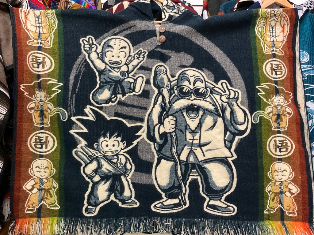 Alpaca Wool Poncho with Hood - Dragon Ball Z