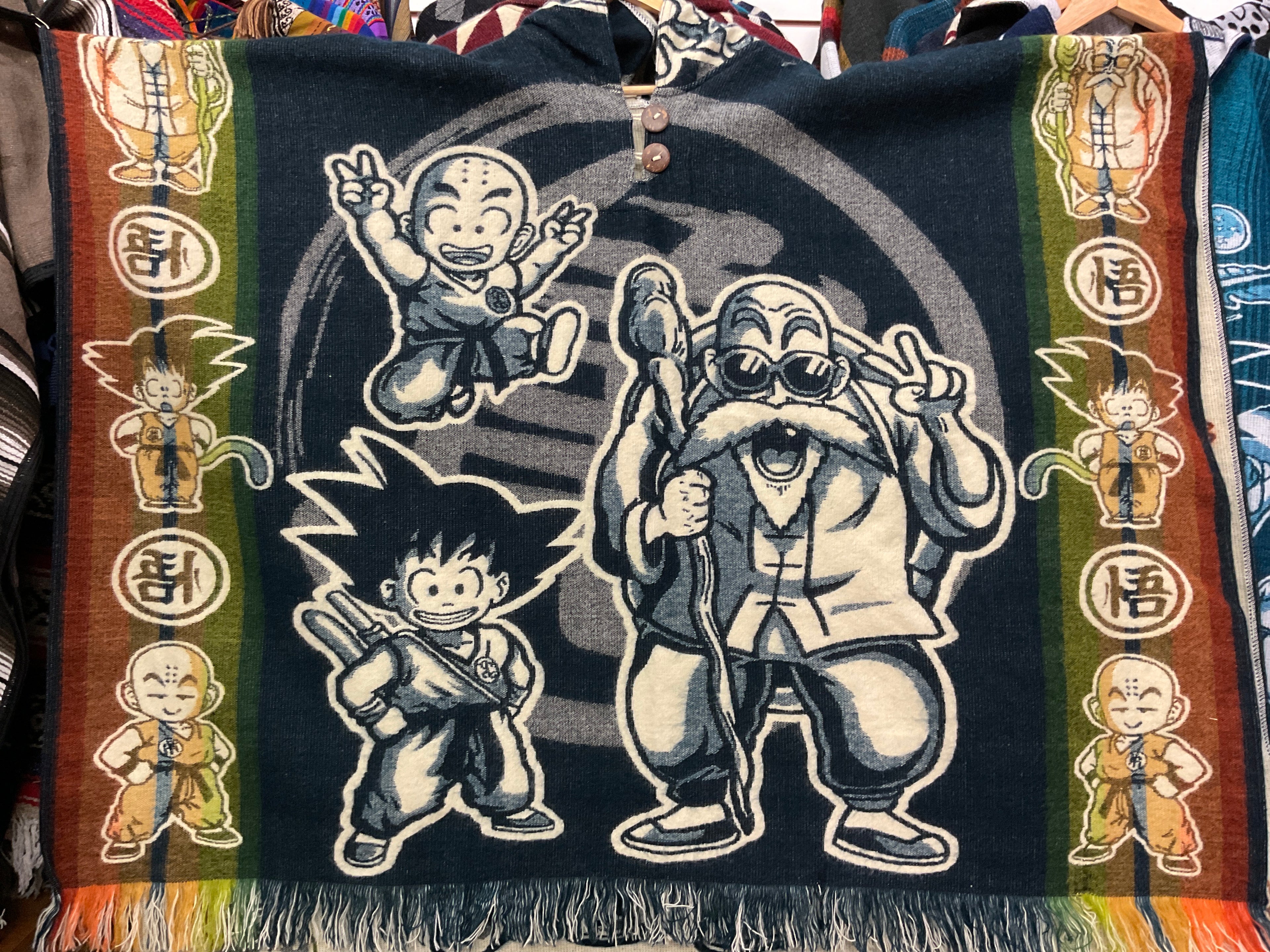 Alpaca Wool Poncho with Hood - Dragon Ball Z