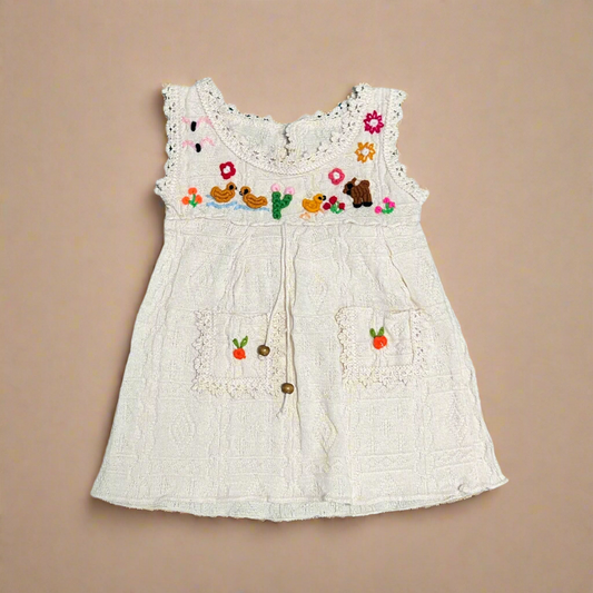 Girl's Hand-Embroidered Peruvian Cotton Dress