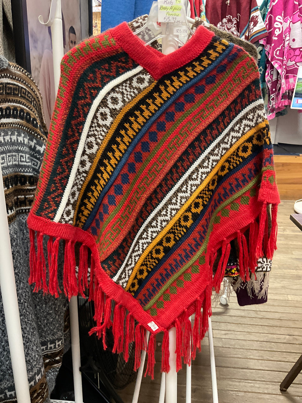 Children’s Baby Alpaca Knitted Fringe Poncho