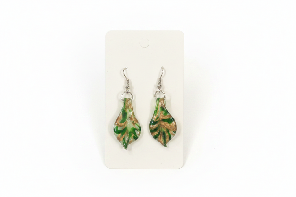 Pendientes de hoja de cristal de Murano