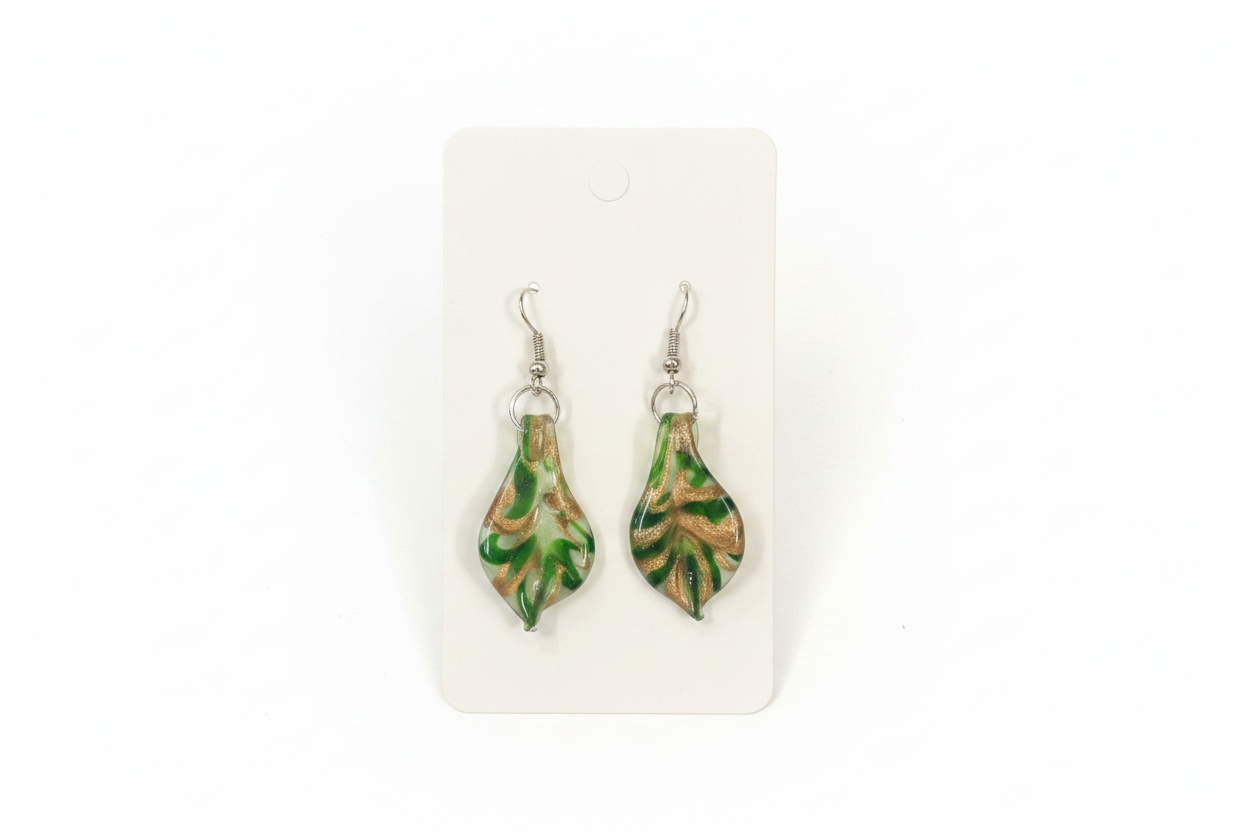 Pendientes de hoja de cristal de Murano