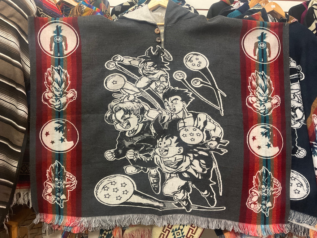 Alpaca Wool Poncho with Hood - Dragon Ball Z