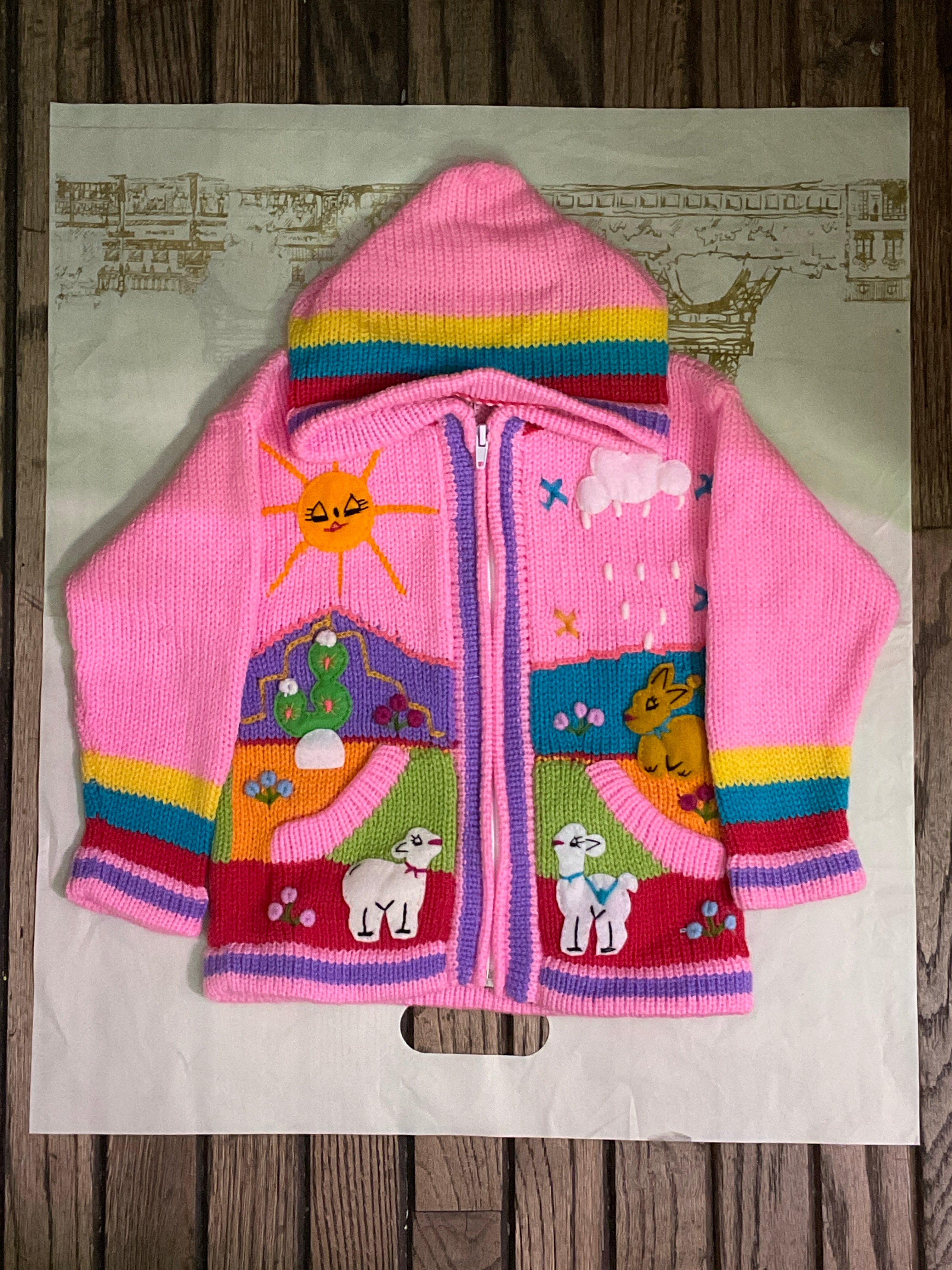 Children’s Hand-Knit Wool Cardigan Sweater  – Peruvian Artisan Made