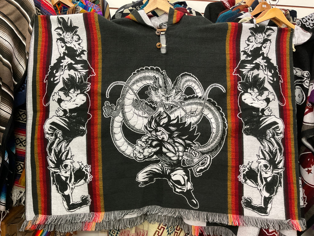 Alpaca Wool Poncho with Hood - Dragon Ball Z
