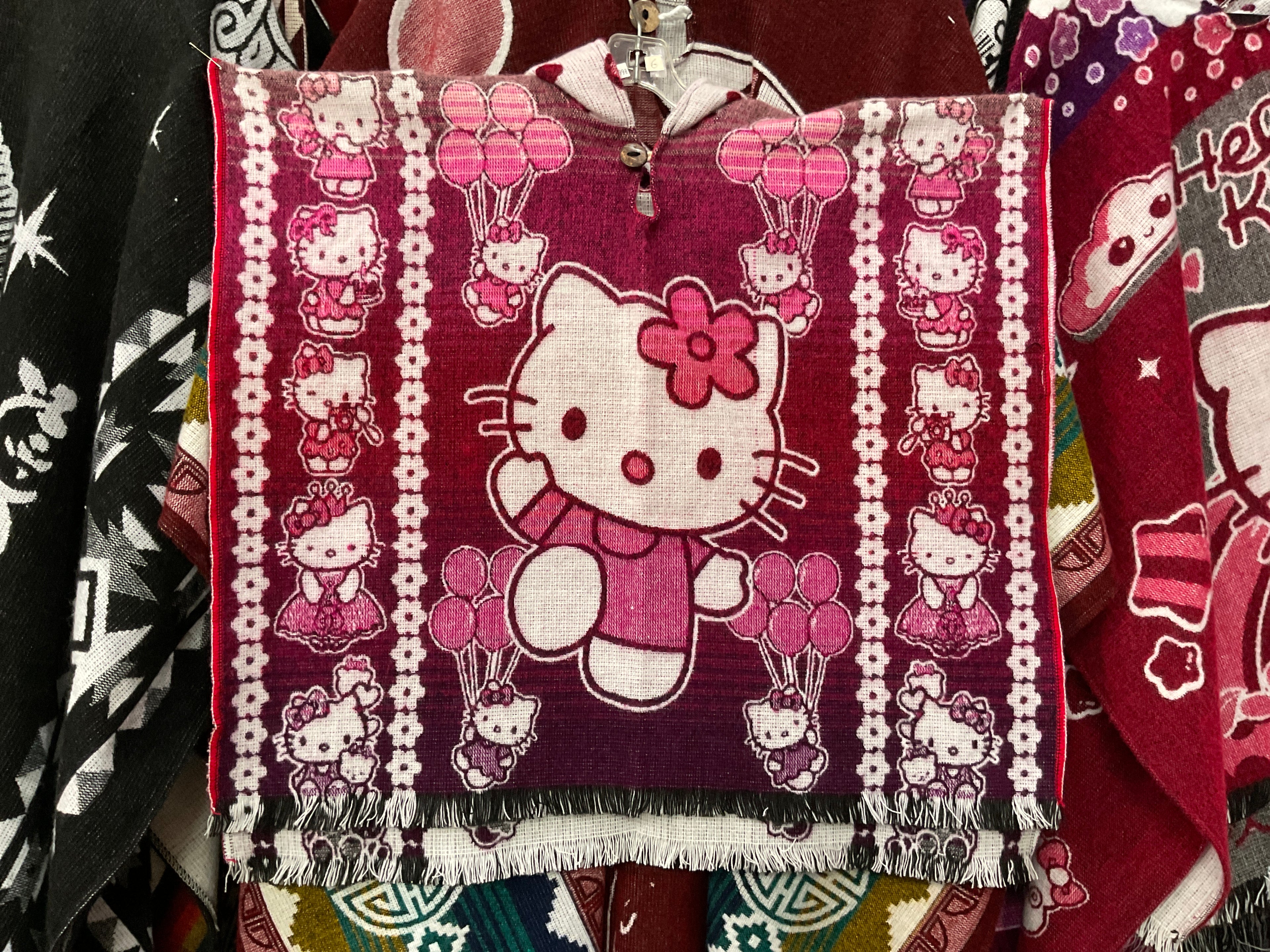 Children’s Alpaca Wool Poncho with Hood - Hello Kitty