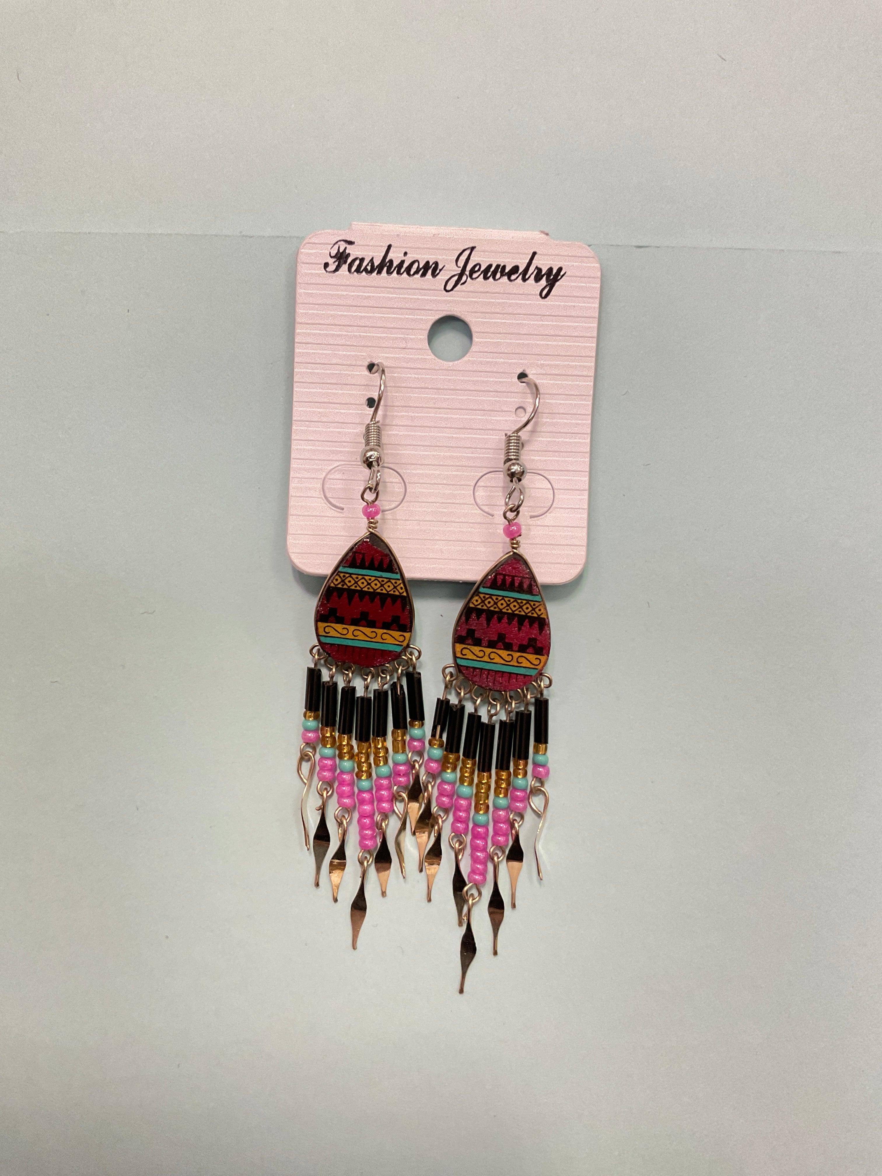 Hand Painted Tribal Earrings