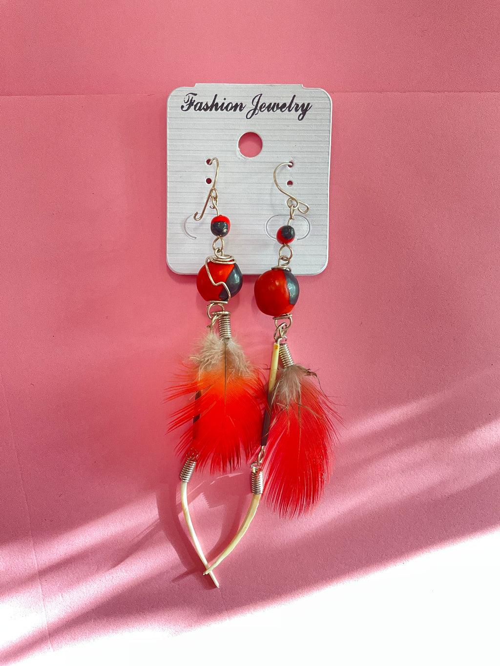 Pendientes Huayruro con Pluma