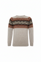 Llama Motif Alpaca Crewneck Sweater