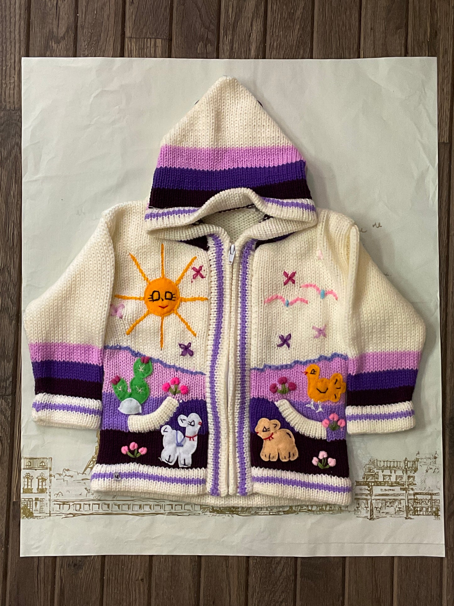 Children’s Hand-Knit Wool Cardigan Sweater  – Peruvian Artisan Made