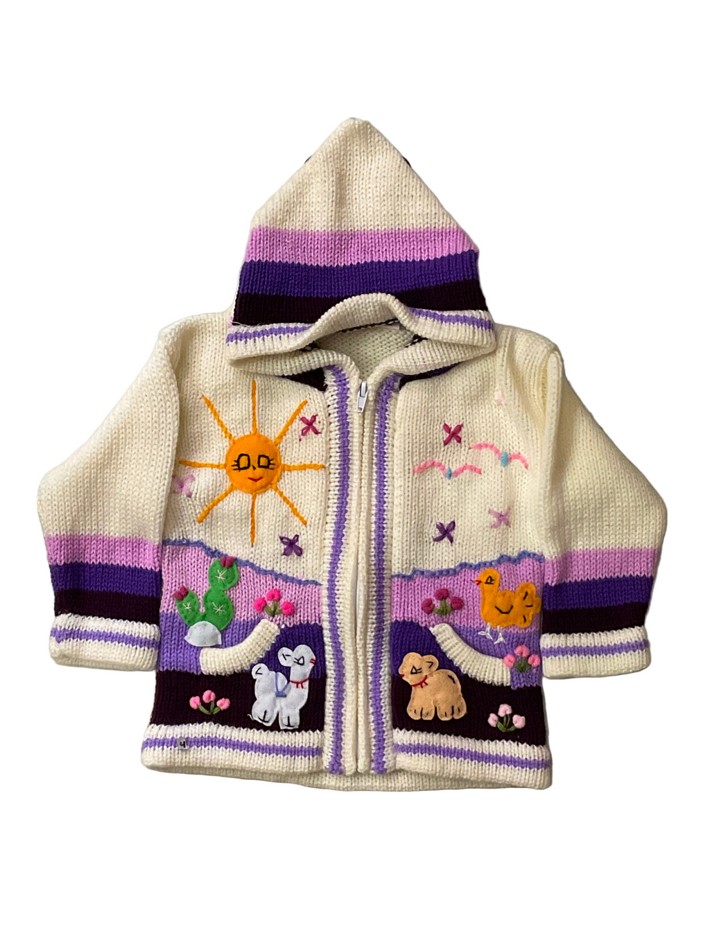 Suéter tipo cárdigan tejido a mano para niños