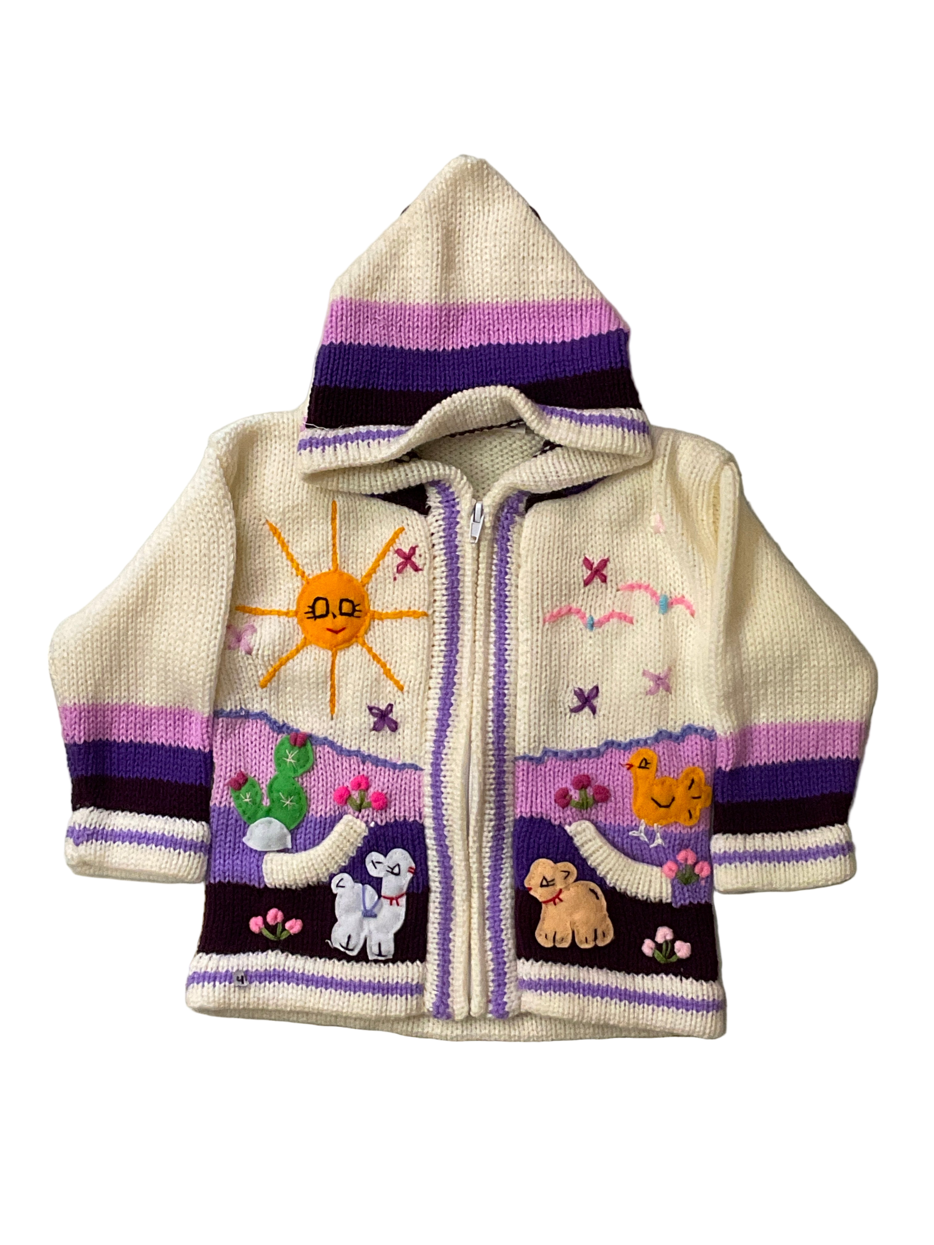 Suéter tipo cárdigan tejido a mano para niños