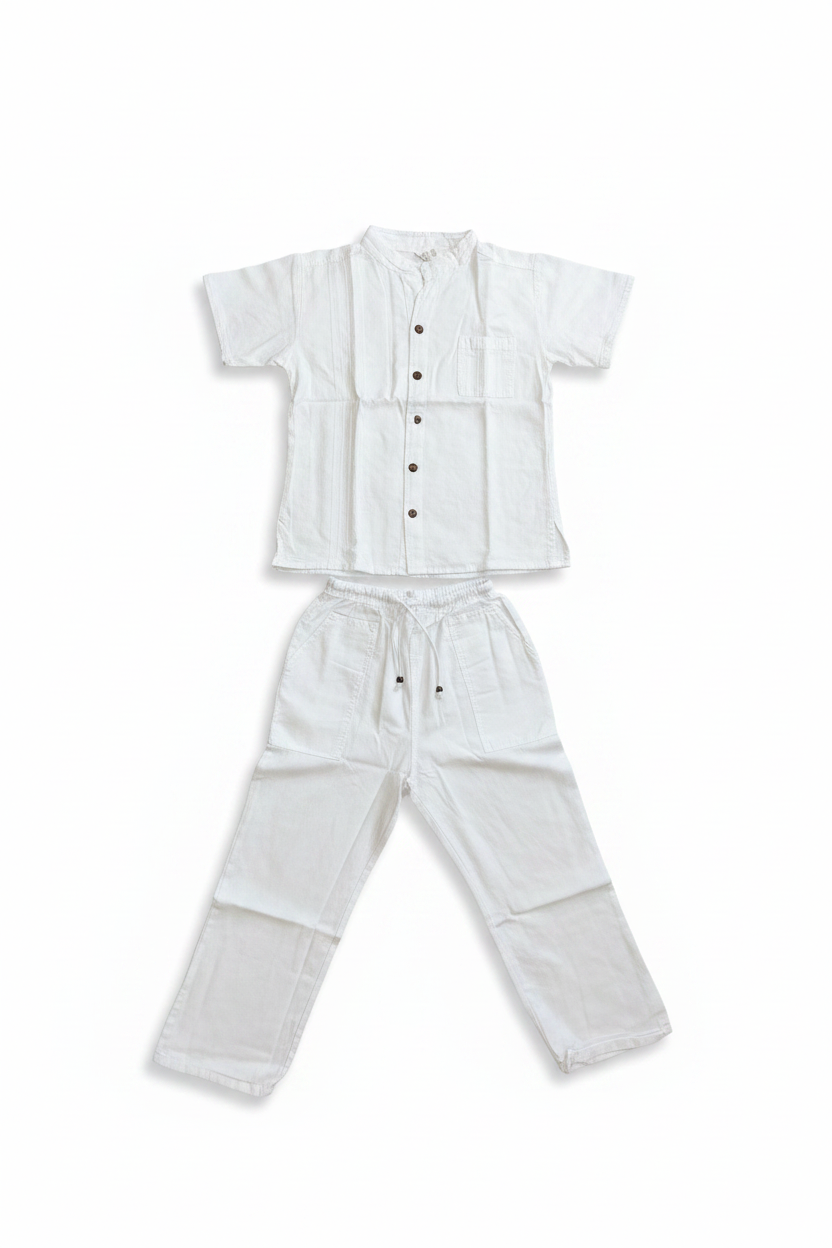 Kids Open Collar Shirt & pants Set organic cotton (Camisa abierta)