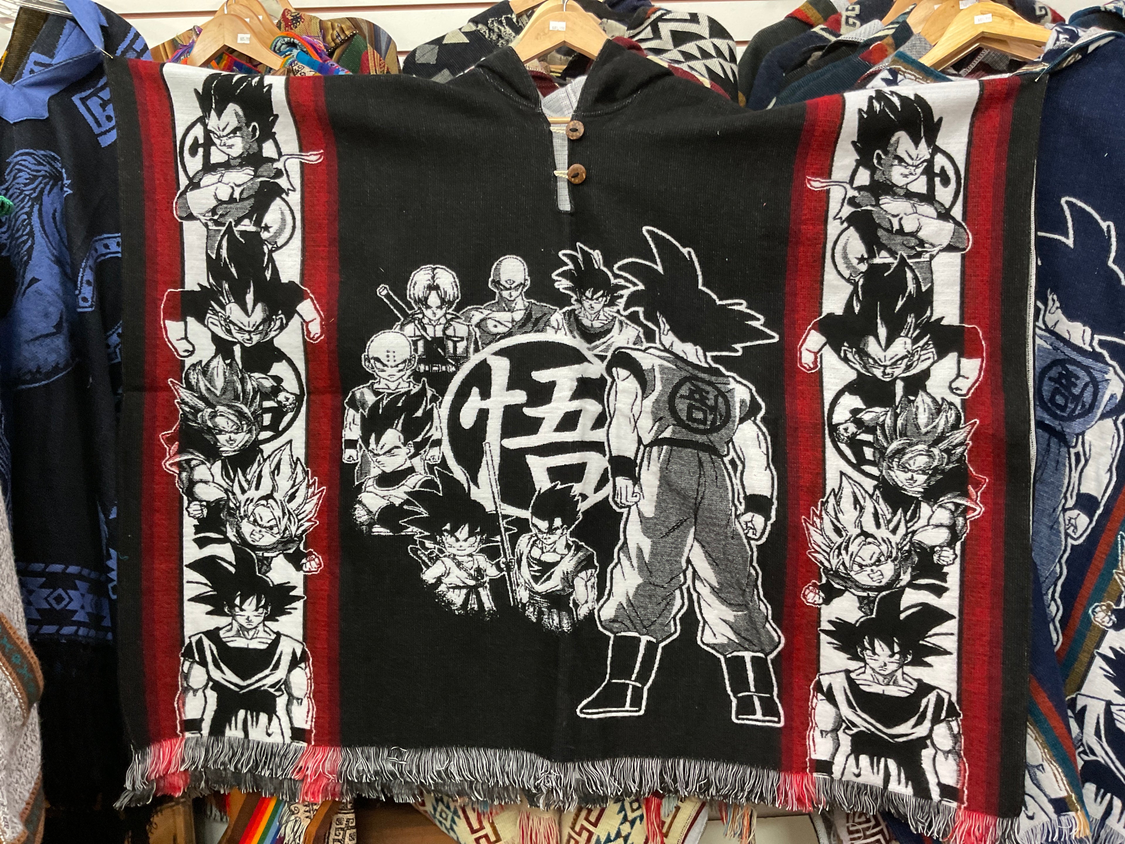 Alpaca Wool Poncho with Hood - Dragon Ball Z