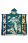 Alpaca Wool Poncho with Hood - Peruvian landscape