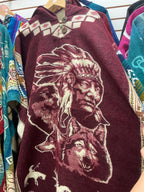 Poncho de Lana de Alpaca con Capucha - Nativo Americano