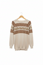 Llama Motif Alpaca Crewneck Sweater