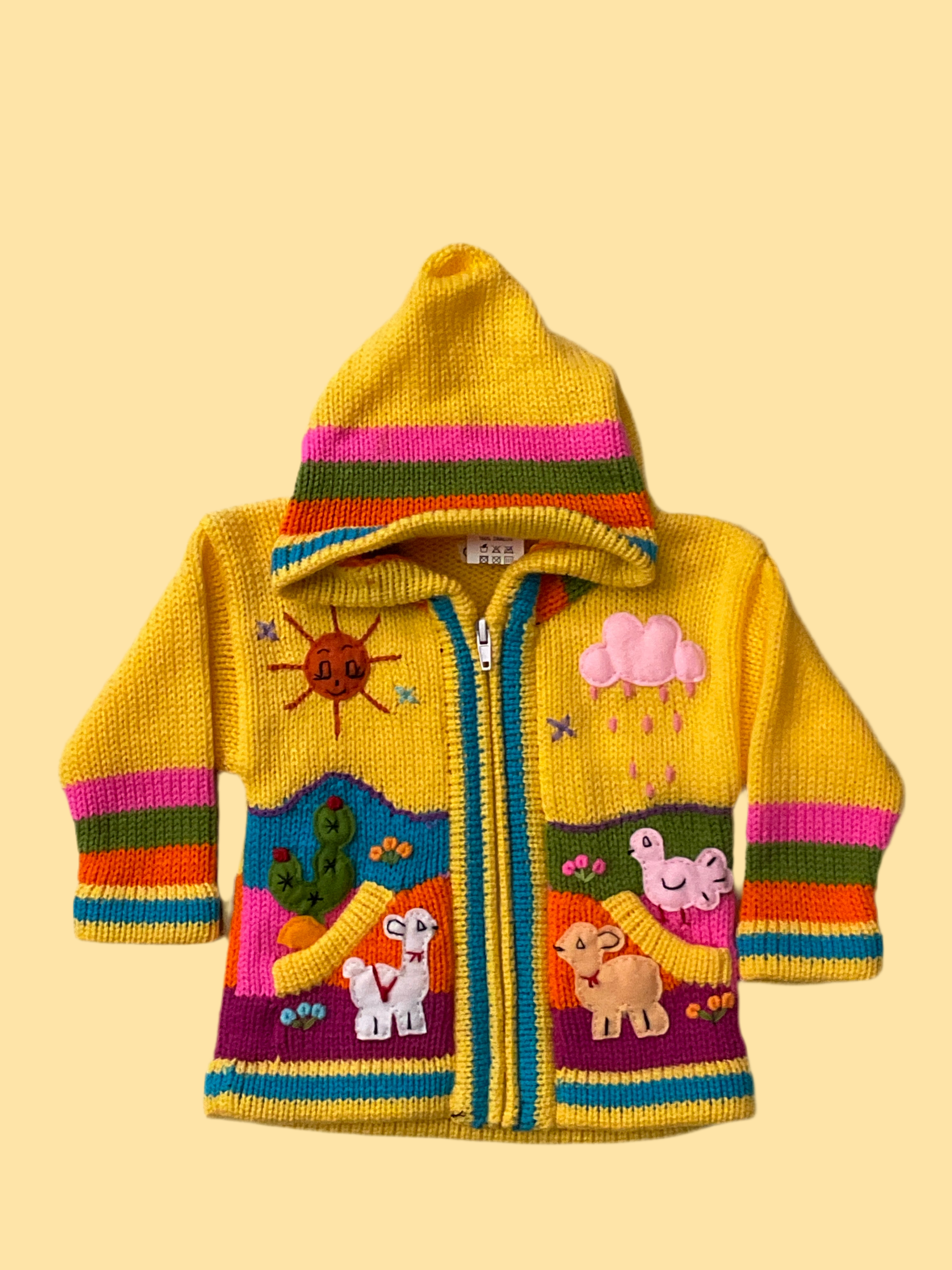 Children’s Hand-Knit Wool Cardigan Sweater  – Peruvian Artisan Made