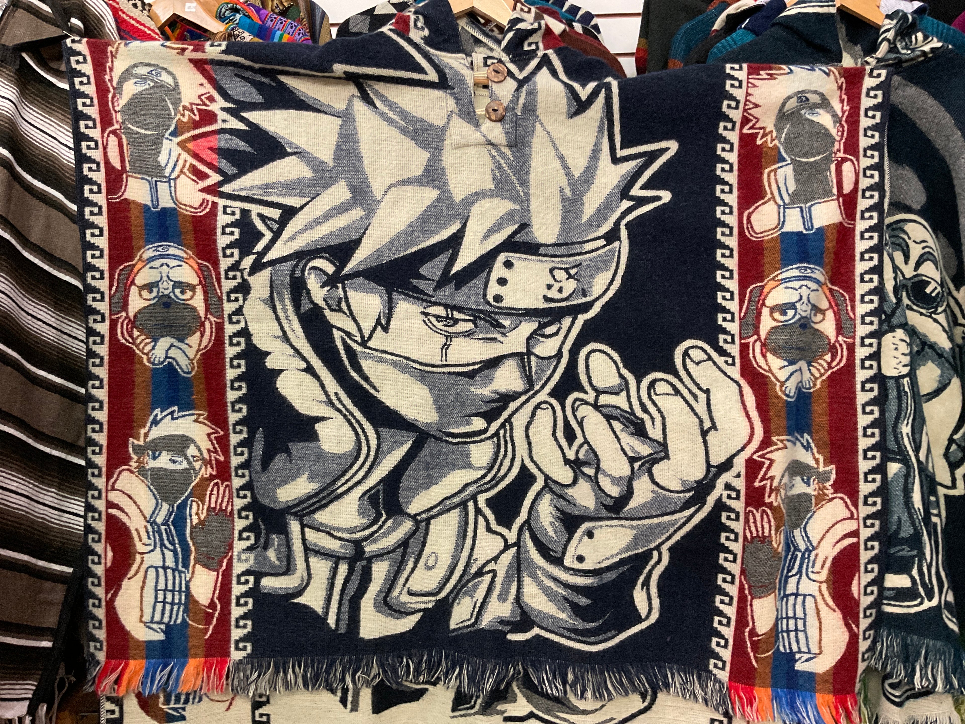 Alpaca Wool Poncho with Hood - Naruto